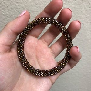 Gold Bracelet Multicolor Beaded Rainbow